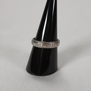 Vintage Marsala Etched Paisley Sterling Silver Ring Size 8.75